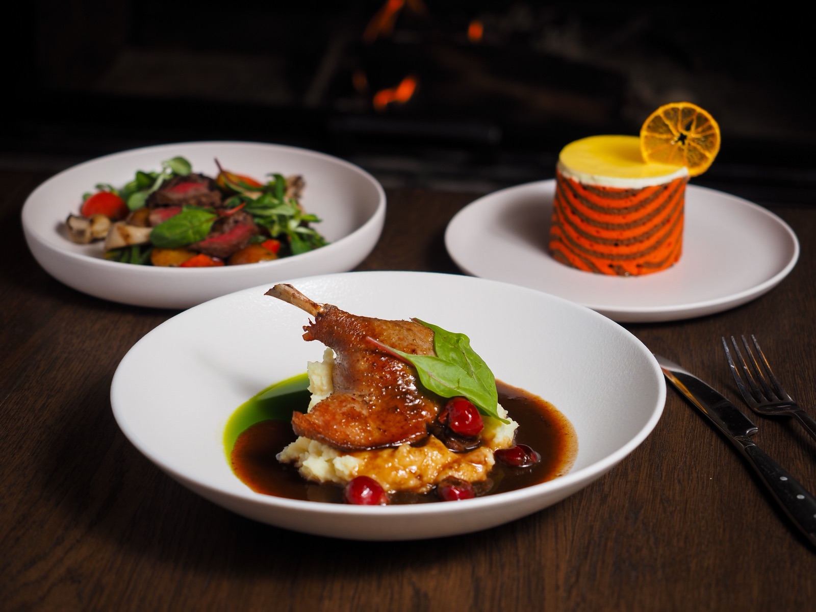 confit de canard med potatismos och mörk sås